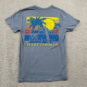 Volkswagen T-Shirt Mens M Blue California Bus Surf Graphic Changes Tee Shirt